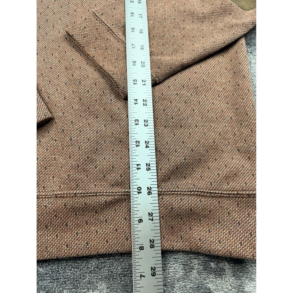Jos A Bank Reserve Mens Brown Birds‎ Eye Quarter Zip Sweater Elbow Patches Large - Picture 4 of 6